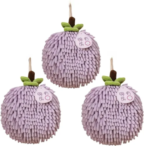 Miniatura 10 de Juego de 3 toallas de mano de felpilla con bucles para colgar, toallas de mano colgantes para baño o cocina, de secado rápido, toalla de baño