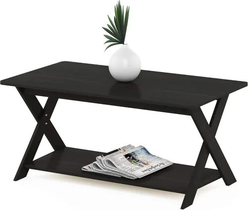 Miniatura 9 de Furinno – Mesa de café moderna y simplista, mesa de café rectangular moderna con patas en X, mesa auxiliar entrelazada, para sala de estar, Pino