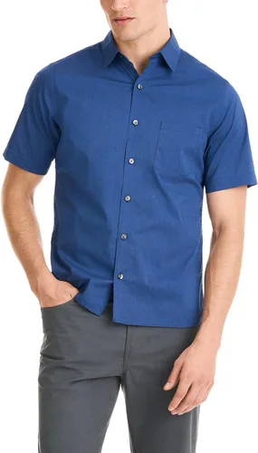 Miniatura 15 de Van Heusen Camisa de cuadros de manga corta con cuello abotonado para hombre sin arrugas