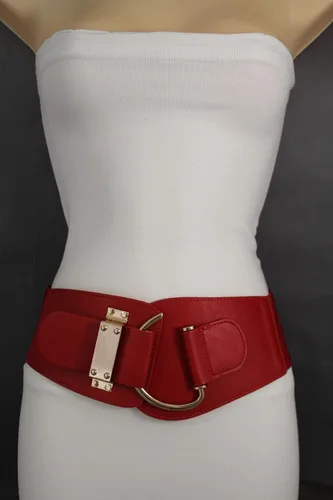 Miniatura 38 de TFJ - Cinturón ancho de moda para mujer, cintura alta, hebilla de gancho de metal dorado, talla XS, S, M, L, XL