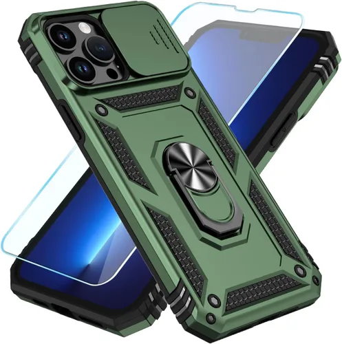 Miniatura 29 de SunStory Funda compatible con iPhone 12 Pro Max con protector de pantalla HD, cubierta de cámara deslizante y soporte de anillo giratorio