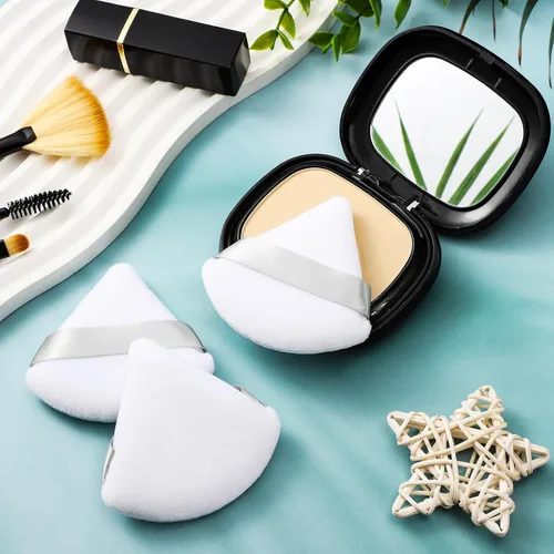 Miniatura 3 de Suclain 48 esponjas triangulares de terciopelo suave para maquillaje en polvo de cara, esponjas triangulares para base cosmética húmeda y seca