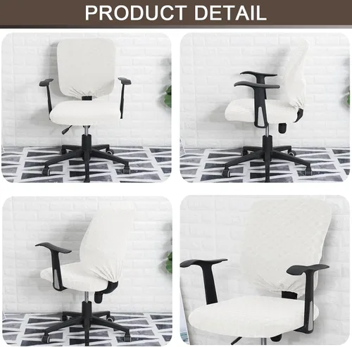Miniatura 4 de Funda para silla de oficina, fundas universales giratorias para silla de computadora, protector elástico extraíble para silla de computadora