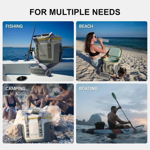 Miniatura 9 de SPARTER Enfriador suave portátil de 12 latas, IP68 Tizip cremallera a prueba de fugas para camping, pesca, playa, aire libre, hielera aislada