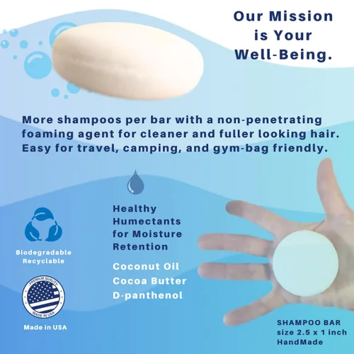 Miniatura 5 de SPIRALEAF Barra de champú y afeitado – Champú y barra de afeitado a base de plantas para todo tipo de cabello, fórmula concentrada con aceites