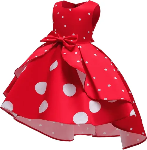 Elegante vestido de lunares para niñas, para iglesia, vacaciones, concursos, cumpleaños, fiesta de té, vestido de fiesta de princesa vintage, 2-10
