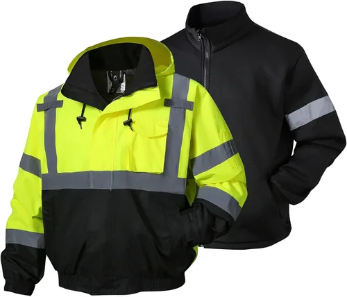 Miniatura 11 de SKSAFETY - Chaquetas reflectantes de alta visibilidad para hombres, chaqueta de seguridad impermeable para hombres con bolsillos, abrigos de trabajo