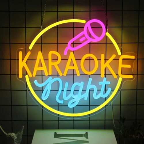 Miniatura 2 de Letrero de Neón para Noche de Karaoke Decoración de Sala de Música Letrero LED de Bar de Karaoke para Decoración de Pared Karaoke En Vivo Al Aire