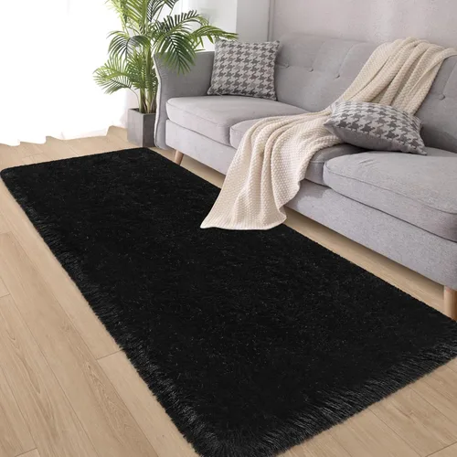 Miniatura 40 de Alfombras verdes para dormitorio de niños: alfombra de pasillo lavable de 2x6, alfombras pequeñas antideslizantes, esponjosas, suaves, peludas