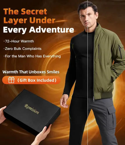 Miniatura 4 de romision 2 Pack Thermal Underwear for Men Long Johns Fleece Lined Hunting Gear Bottom Top Set Base Layer Cold Weather XS-4XL