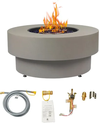 Miniatura 13 de Fogata de propano para exteriores de 32 pulgadas con cubierta de tanque de 20 libras, fogatas de propano de 50,000 BTU para patio exterior con tapa