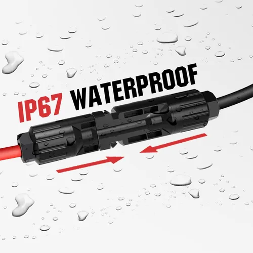 Miniatura 7 de ECO-WORTHY - Cable de extensión solar de 10 pies y 10 AWG, 30A/1000V CC, impermeable IP67 con conectores rápidos compatibles (rojo+negro)