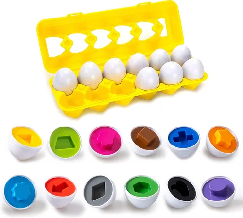 Driddle Juguete de huevo a juego de colores y formas, juguete de aprendizaje de clasificación de formas y reconocimiento de color para niños