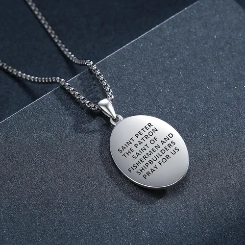 Miniatura 409 de Collar de plata de ley 925 con medalla de San Patrón, colgante de protección católica, amuleto, joyería religiosa para hombres y mujeres