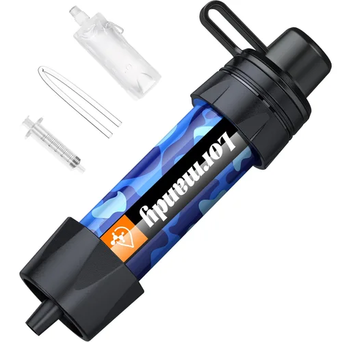 Miniatura 17 de Paquete de 5 filtros de agua con pajilla, kit de equipo de supervivencia para campamento y senderismo al aire libre, para uso familiar, popotes de 5