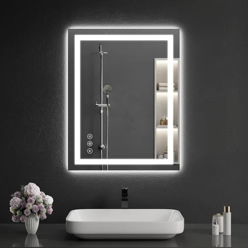 Miniatura 34 de Espejo de baño LED de 30 x 48 pulgadas con luces, regulable, antivaho, espejo de tocador de baño para pared, retroiluminado + luz frontal, función