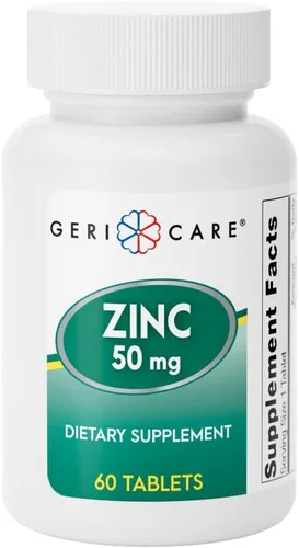 GeriCare Suplemento mineral esencial de sulfato de zinc de 50 mg, apoya la función inmunológica, actividad antioxidante y metabolismo de nutrientes,