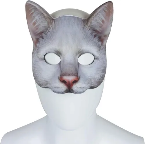 Miniatura 2 de 1 máscara de gato realista de Halloween, máscara de gato para Halloween, Navidad, Pascua, accesorio de fiesta de disfraces