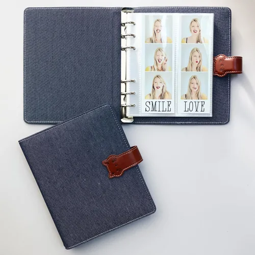 Miniatura 21 de Álbum de fotos de cabina de fotos - Cuaderno con purpurina de 6 anillas, carpeta brillante con 20 fundas para fotos de 2x6 - Se adapta a 80 tiras