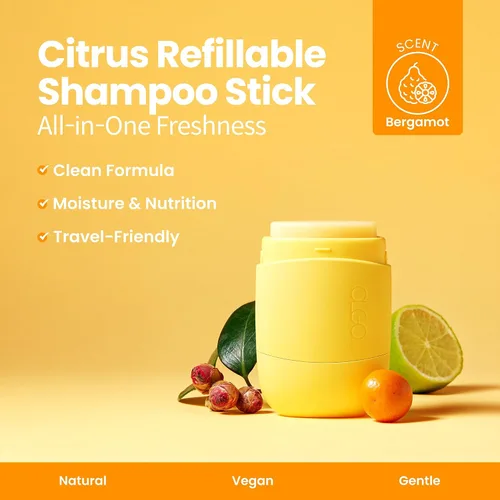 Miniatura 5 de Citrus Shampoo Twist Up Stick Champú sólido todo en uno y gel de baño Aceites cítricos, argán y jojoba Cuidado diario suave, recargable y apto