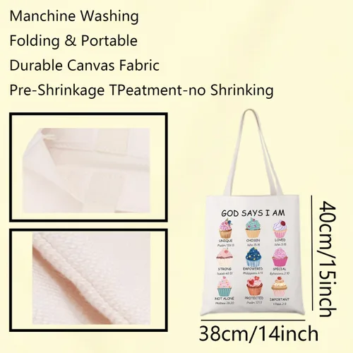 Miniatura 4 de UJIMS Christian Baker Gift God Says I Am Baking Cupcake Lovers Tote Bag Cupcakes Jesus Baking Lover Bolso de mano para mujer