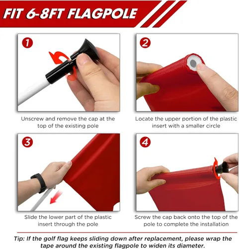 Miniatura 4 de KINGTOP Banderas de golf estándar con tubo insertado, todas 20 pulgadas de largo x 14 pulgadas de alto, bandera verde de práctica para patio, campo