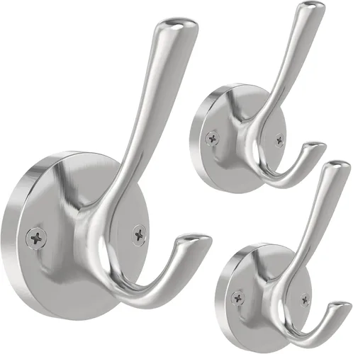 Miniatura 11 de TOFIIGREM Ganchos de pared negros para toallas, paquete de 3 ganchos para abrigos, ganchos para bata, gancho de metal resistente, doble gancho