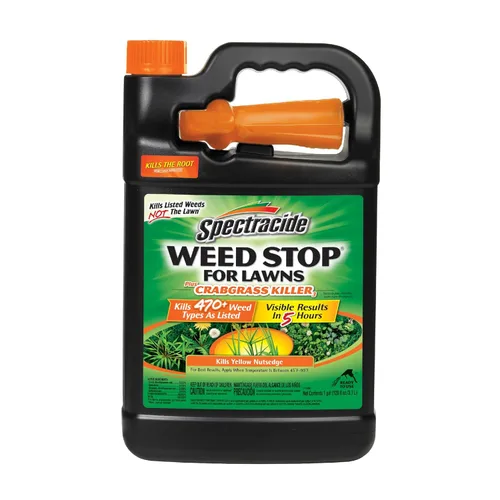 Spectracide Weed Stop para césped más eliminador de zacate de cangrejo, 1 galón, fórmula lista para usar mata más de 470 tipos de malezas como se