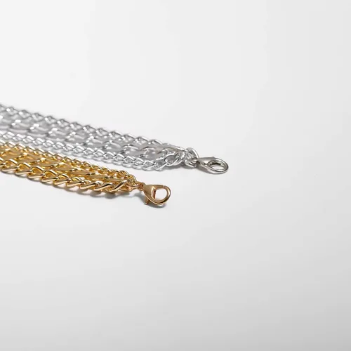 Miniatura 5 de Collares de cadena gruesa de estilo vintage, de plata dorada, con capas gruesas, ahueca hacia fuera círculo redondo con incrustaciones de cristales