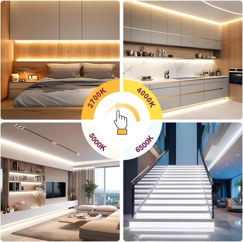 Miniatura 8 de EMITEVER COB Tira de luz LED sintonizable blanca 2700K-6500K, kit de cinta LED CCT regulable de 24 V de 16.4 pies, alta densidad 3200 LED CRI90+