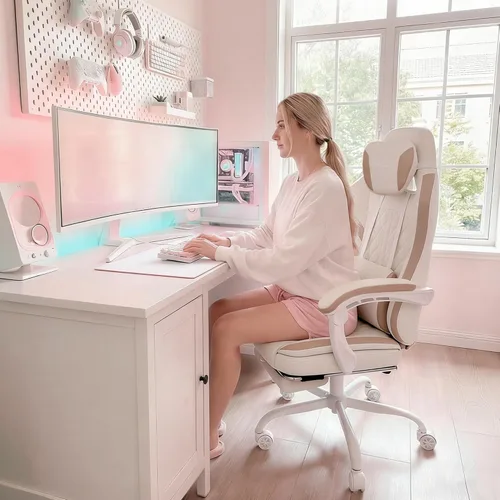 Miniatura 7 de Misolant Silla Gaming, Silla Gamer de Tela con reposapiés para Adultos, Silla Ergonómica de Computadora para Juegos de Respaldo Alto
