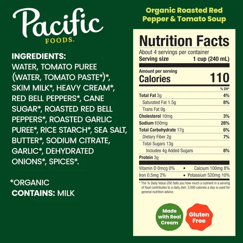 Miniatura 2 de Pacific Foods Sopa orgánica de pimiento rojo asado y tomate, cartón de 32 onzas