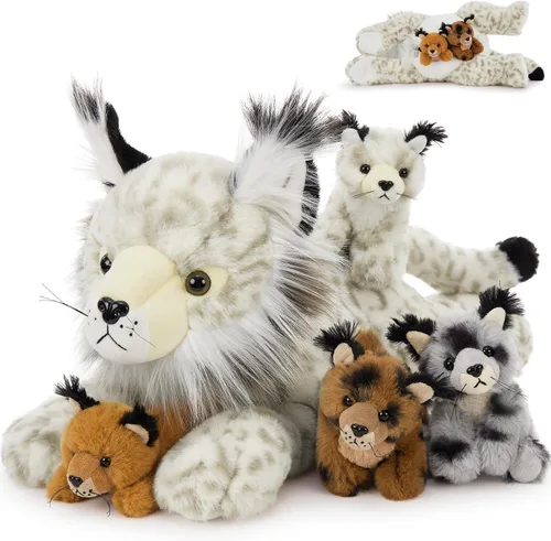 Miniatura 24 de Muiteiur Triceratops - Animal de peluche gigante de dinosaurio para mamá con 3 bebés pequeños, juguete de dinosaurio de felpa suave verde, regalo