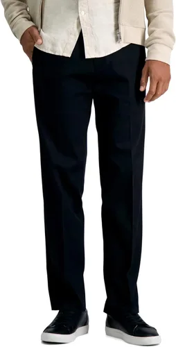 Haggar - Pantalón casual de frente plana de ajuste recto sin plancha color caqui de alta calidad para hombre