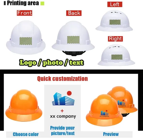 Miniatura 2 de Casco Protector Personalizable con Logotipo, Protector de Cabeza para Trabajo al Aire Libre (Negro (Estilo 1)) Negro (Style 1-Black)