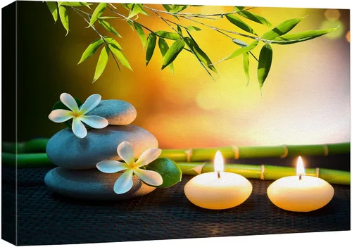 Miniatura 10 de Wall26 - Arte de pared estampado en lienzo con diseño de rocas negras en un lago tropical verde sereno, naturaleza floral, fotografía, realismo