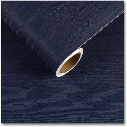 CRE8TIVE Papel tapiz grueso de madera azul marino para despegar y pegar, papel de contacto de grano de madera sintética para armarios, cajones,
