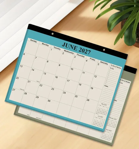 Miniatura 7 de Calendario de escritorio 2026-18 meses, de enero de 2026 a junio de 2027, calendario 2026-2027 con papel grueso para organización escolar en Beige