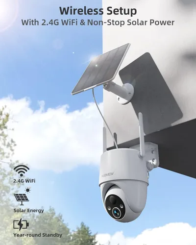 Miniatura 3 de MUBVIEW - Cámaras de seguridad solar inalámbricas para exteriores, cámara de batería de 2K 360° PTZ para exteriores, cámara de seguridad WiFi 2.4Ghz