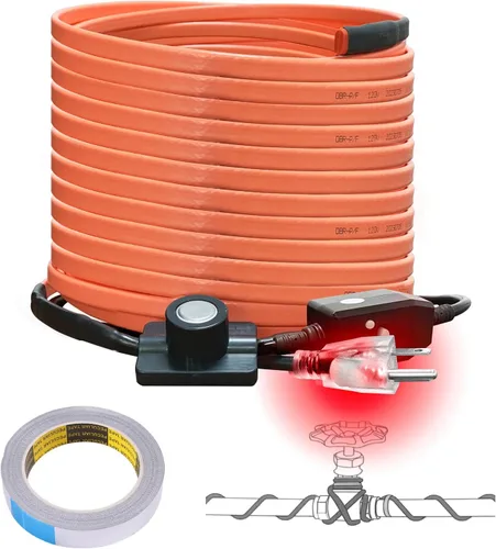 Miniatura 13 de Cupohus Cinta térmica para tuberías de agua con termostato de 6 pies, protección contra congelación, cable de rastro de calor autorregulable