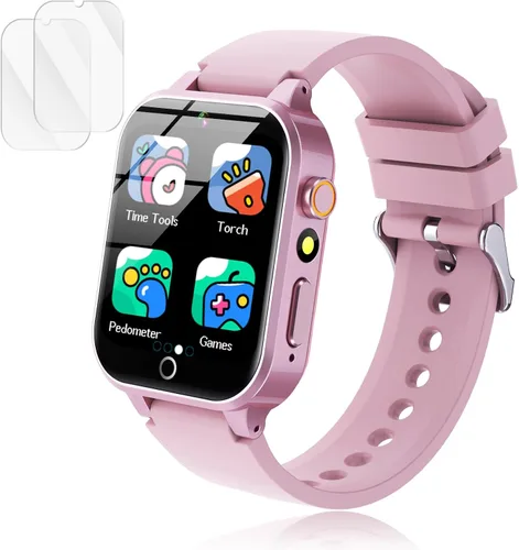 Luyiilo Reloj inteligente para niños, reloj inteligente para niños, juguetes con 26 juegos de rompecabezas, pantalla táctil, cámara HD, reloj