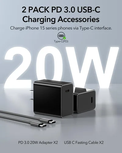 Miniatura 2 de Paquete de 2 soportes de carga compatibles con MagSafe Meifigno con [bloque de carga USB C de 20 W y cable USB C x2], cargador inalámbrico de carga