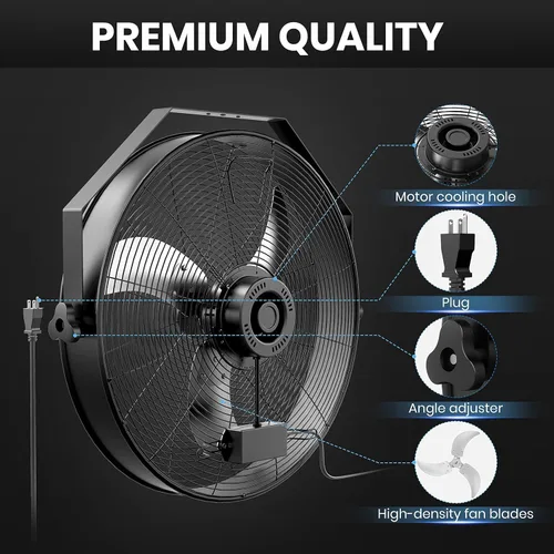 Miniatura 5 de Simple Deluxe 20 Inch High Velocity Wall Mount Fan with Rack, 3 Speed Industrial/Commercial Metal Ventilation Fan,2 Pack