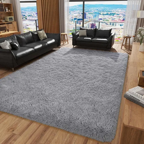 Miniatura 11 de HOMORE Alfombra de pasillo de 2 x 4 pulgadas, alfombra negra para dormitorio, alfombras esponjosas para pasillo, mesita de noche, alfombras largas
