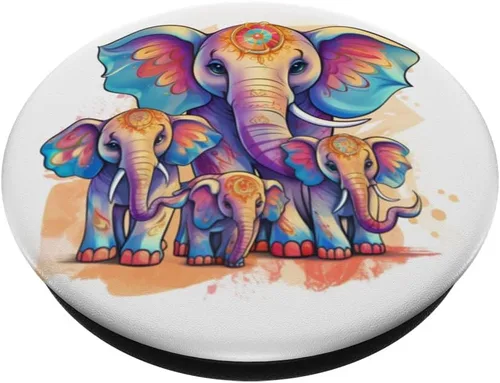 Miniatura 2 de Cute 3 Kids Mama Elephant - Madre de 3 niños niños PopSockets intercambiables PopGrip