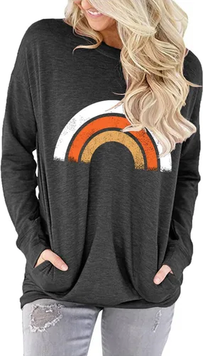 Miniatura 3 de ONLYSHE - Sudadera para mujer, cuello redondo, casual, holgada camiseta manga larga