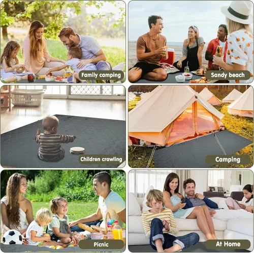 Miniatura 8 de Manta de picnic impermeable de 80 x 60 pulgadas, portátil con correa de transporte para alfombra de playa o fiesta familiar al aire libre, camping