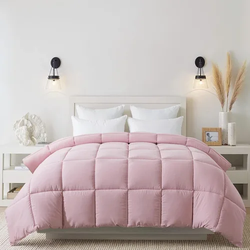 Miniatura 7 de Cosybay Edredón alternativo de plumón (rosa/gris claro, Queen) – Edredón de cama acolchado suave tamaño Queen para todas las estaciones – Inserto