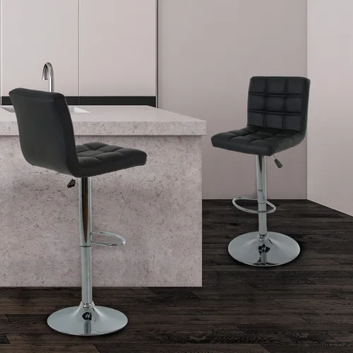 Miniatura 2 de BestOffice Taburete de bar moderno, juego de 2 taburetes de bar de altura ajustable de altura de mostrador, taburete giratorio de cuero PU, sillas