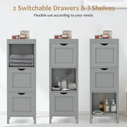 Miniatura 6 de Giantex Organizador de baño y armario de almacenamiento, soporte organizador de almacenamiento con 2 cajones extraíbles, dispositivo anti-caída